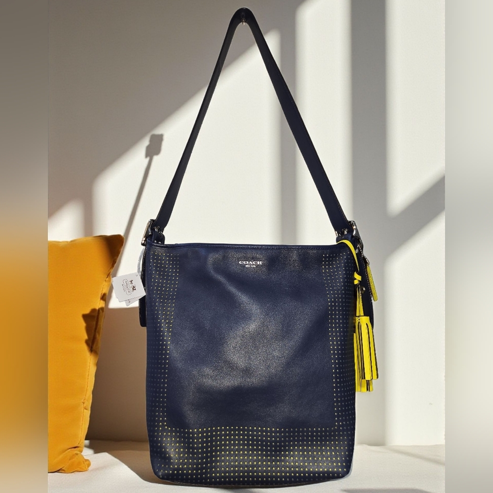 Coach Dark Blue and Bright Yellow Shoulder Bag NWT